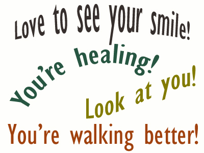 Use positive words to support your Plainville loved one as he/she gets chiropractic care for relief.