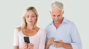 Plainville couple using smartphones