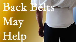 Plainville back pain sufferers wearing back support belts are supported and reminded to move carefully while healing.