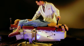 This is a picture of Cox Technic chiropratic spinal manipulation as performed at Layden Chiropractic.