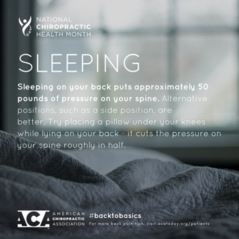 Layden Chiropractic recommends putting a pillow under your knees when sleeping on your back.
